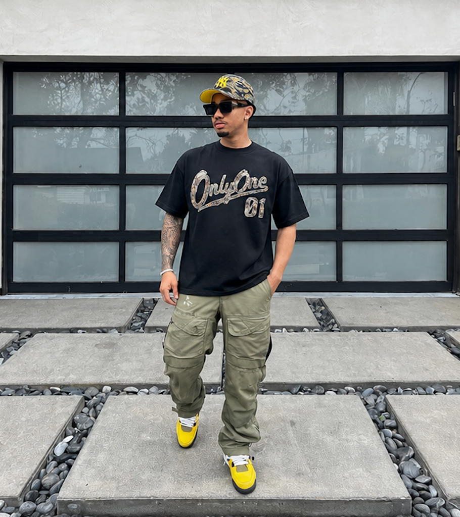 SCRIPT JERSEY CROP TEE - TREE CAMO