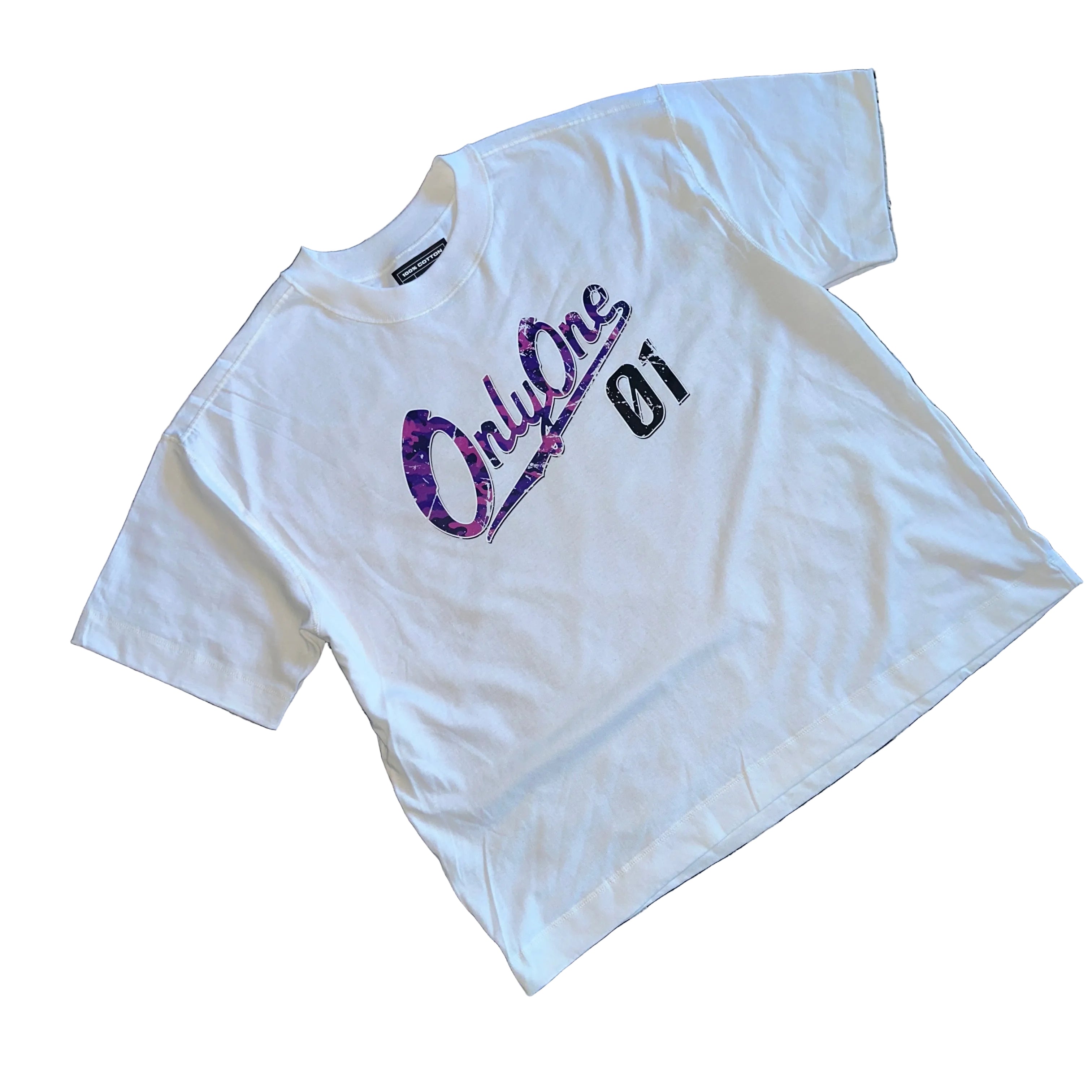 SCRIPT JERSEY TEE - PURPLE CAMO
