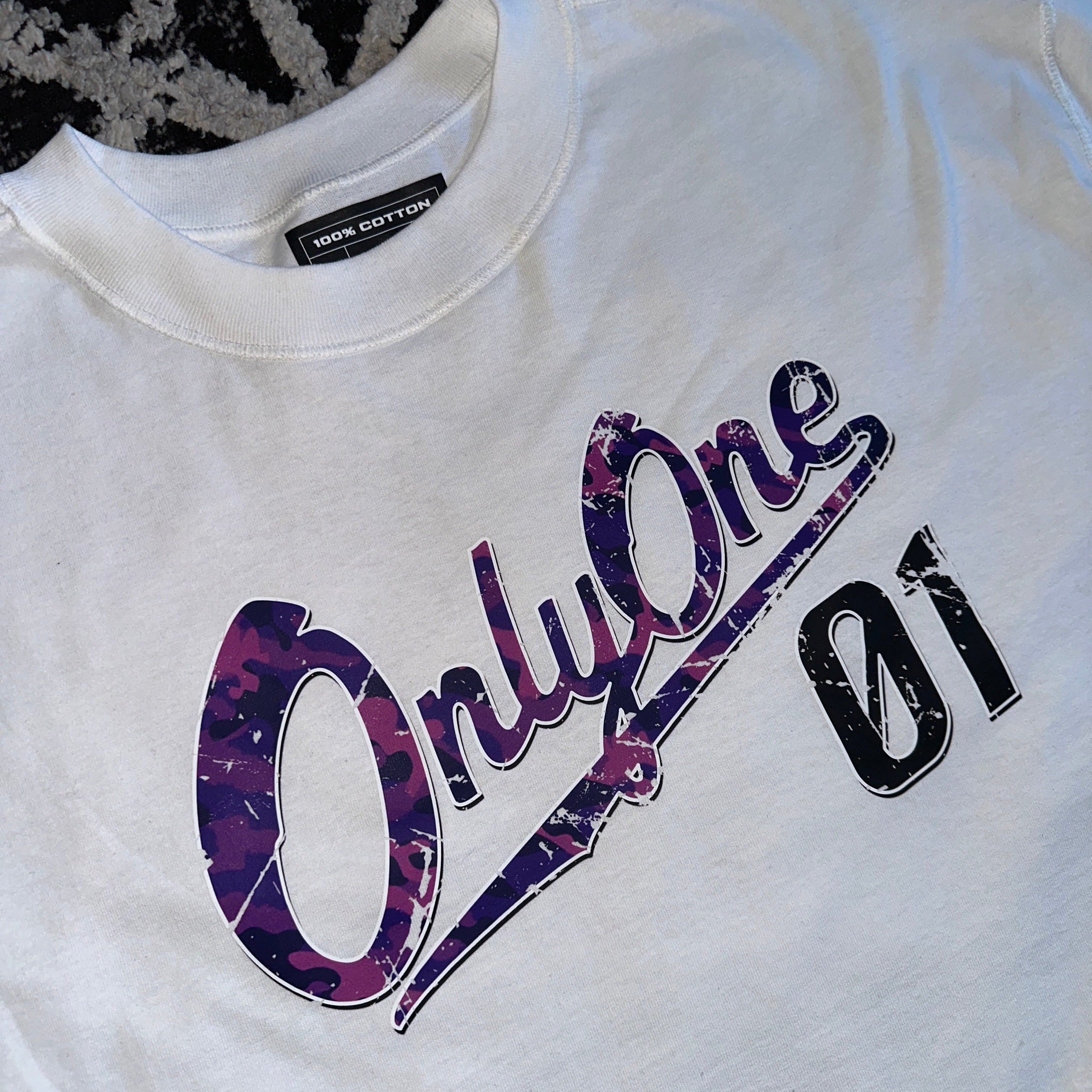 SCRIPT JERSEY TEE - PURPLE CAMO