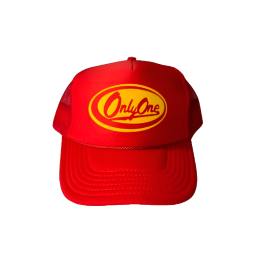 Only One "Script" Trucker Hat - Red/Gold