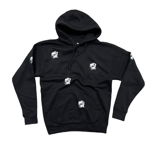 "1 Heart" Allover Hoodie - Black