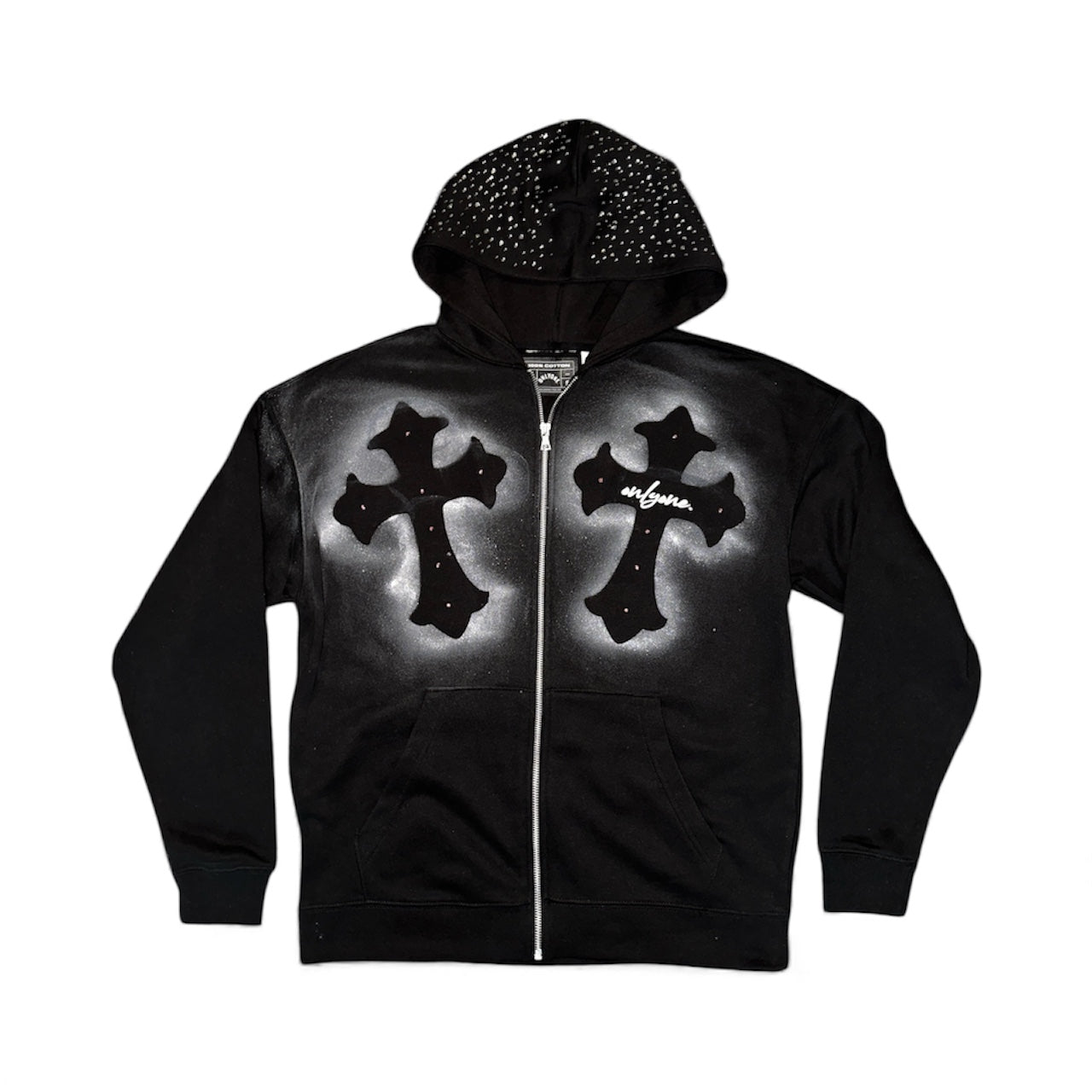 DOUBLE CROSSED ZIP HOODIE - BLACK