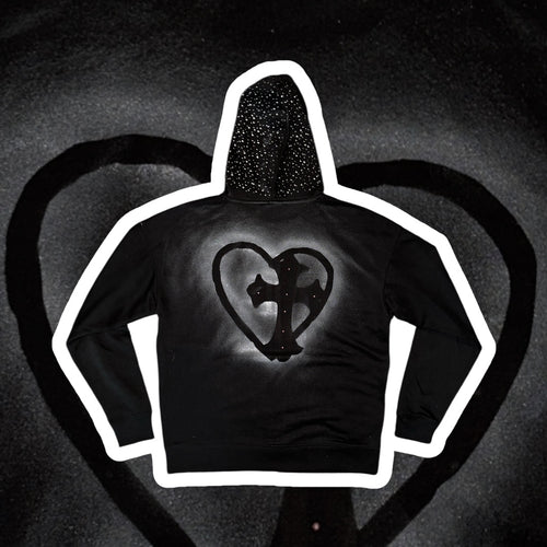 DOUBLE CROSSED ZIP HOODIE - BLACK