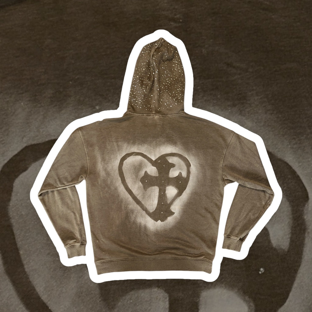 DOUBLE CROSSED ZIP HOODIE - BROWN