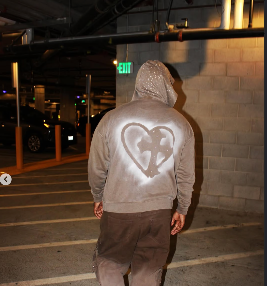 DOUBLE CROSSED ZIP HOODIE - BROWN