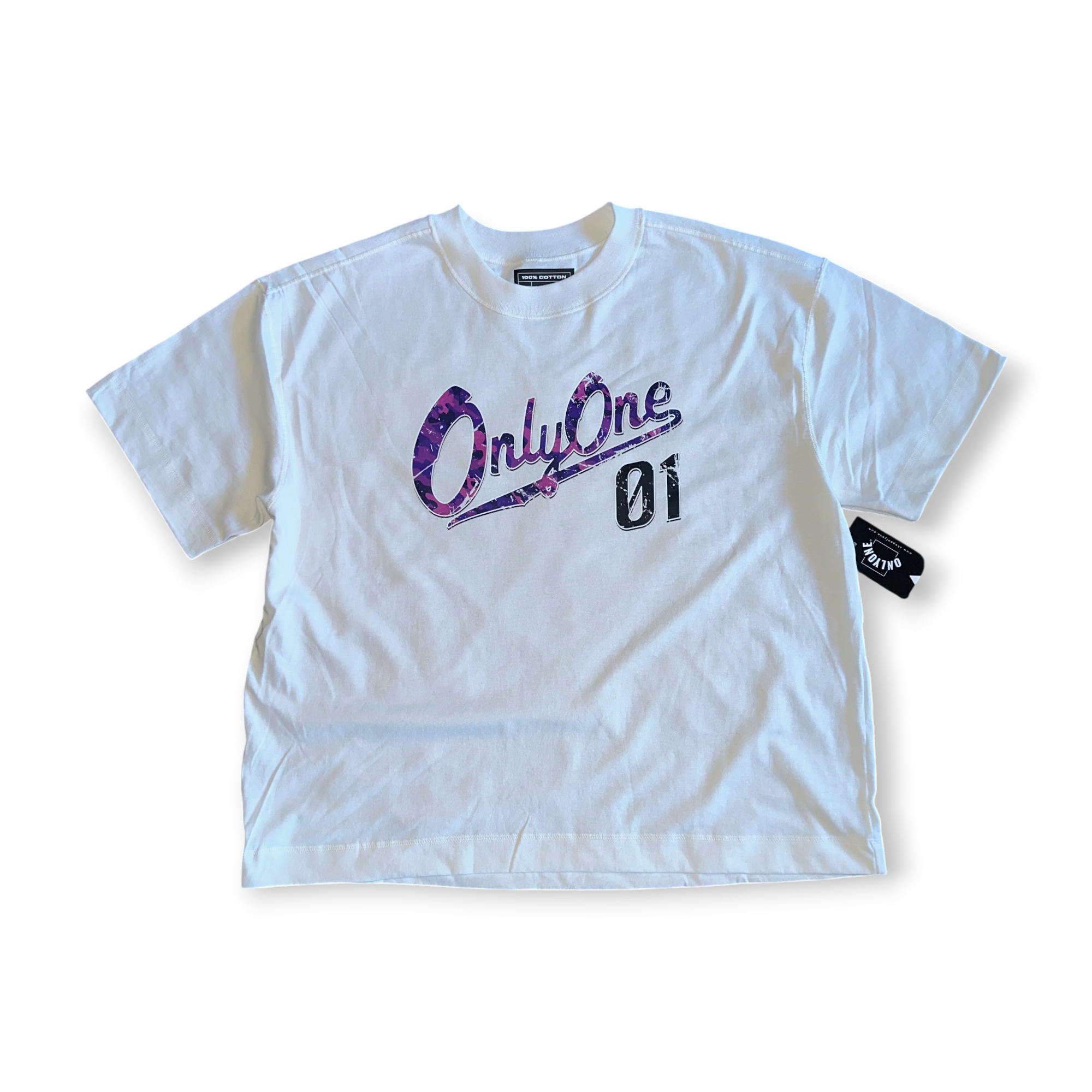 SCRIPT JERSEY TEE - PURPLE CAMO