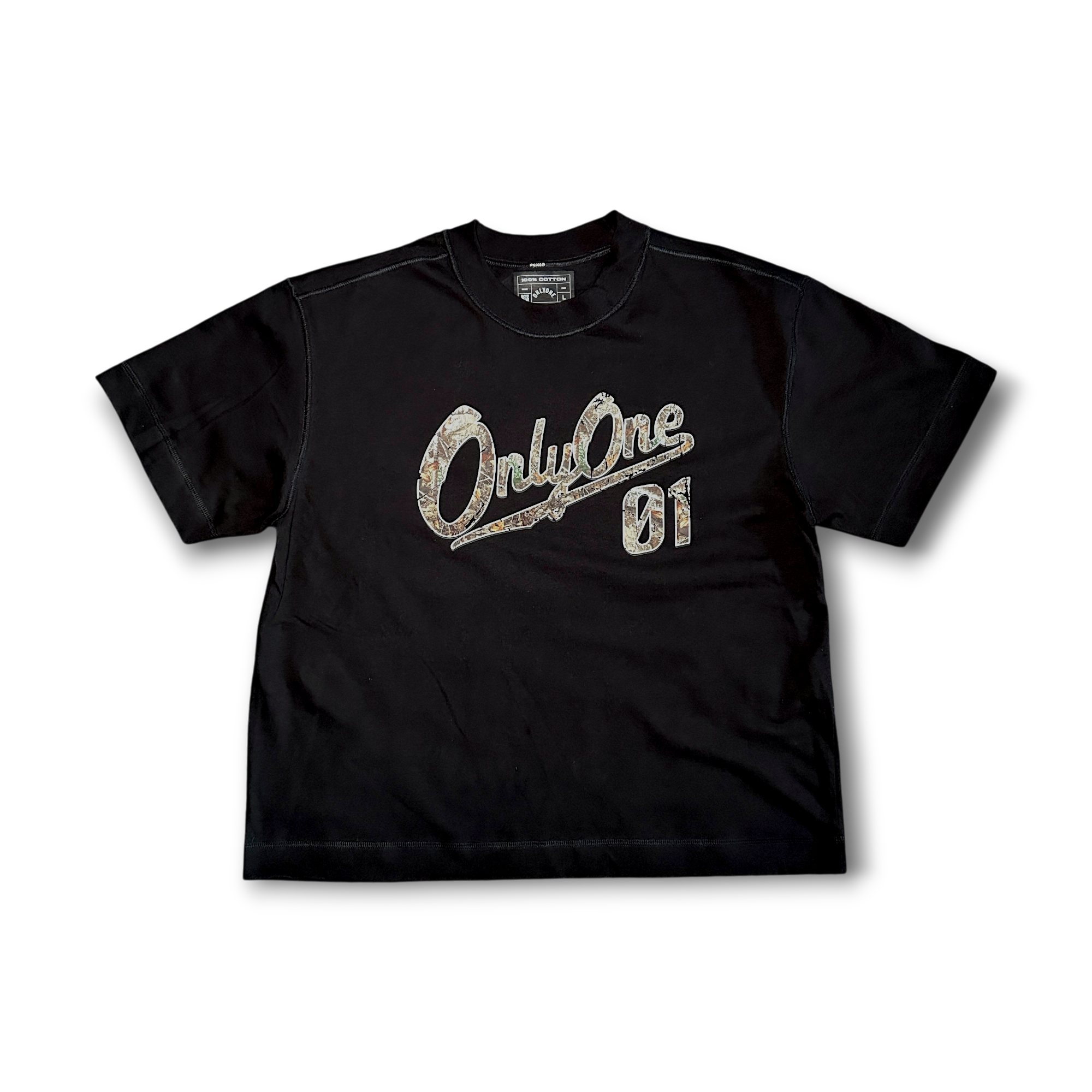 SCRIPT JERSEY TEE - TREE CAMO