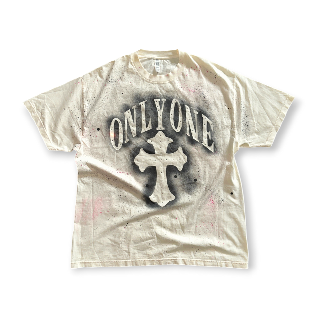 1 CROSS TEE  - BEIGE